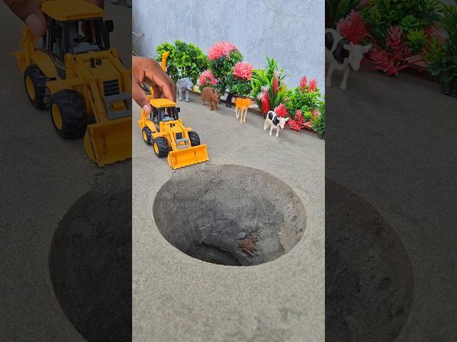jcb pushing yellow orange blue and red car in pit #jcbtoy #jcb #jcbjcb #jcbvideo #viral