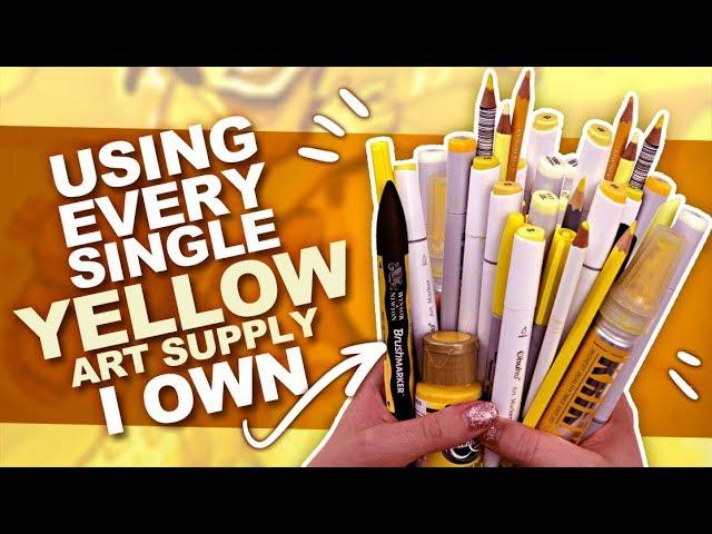 WAIT? YELLOW!? | Drawing Something Using Every YELLOW PENCIL, MARKER, WATERCOLOR, ETC I Own.