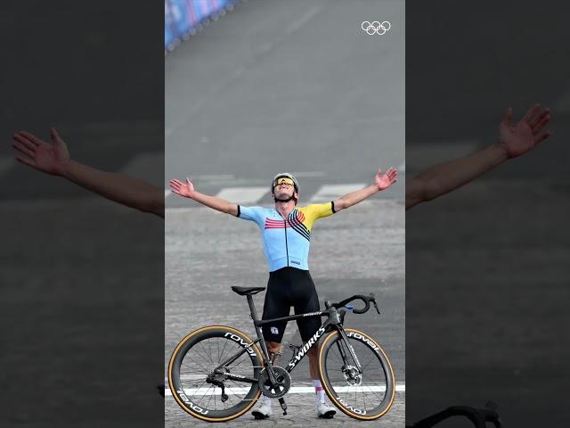 Is this the most iconic celebration ever? 🫢 Remco Evenepoel at #Paris2024 #Olympics