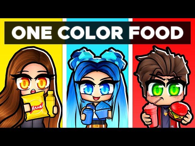 Eating only ONE COLORED Food in Roblox!