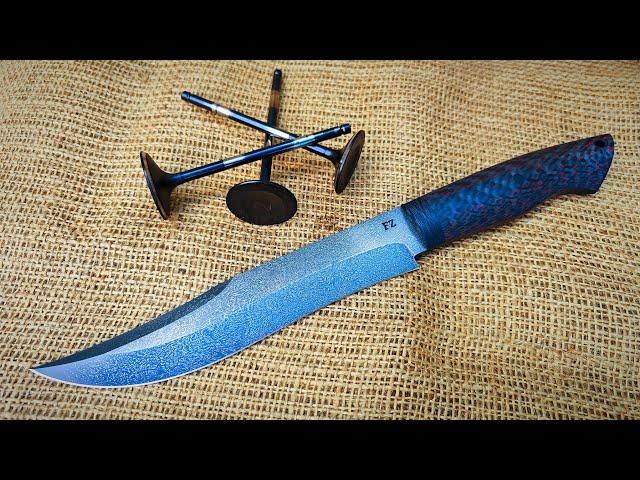 Making Wootz steel from engine valves. Amazing Bowie Knife