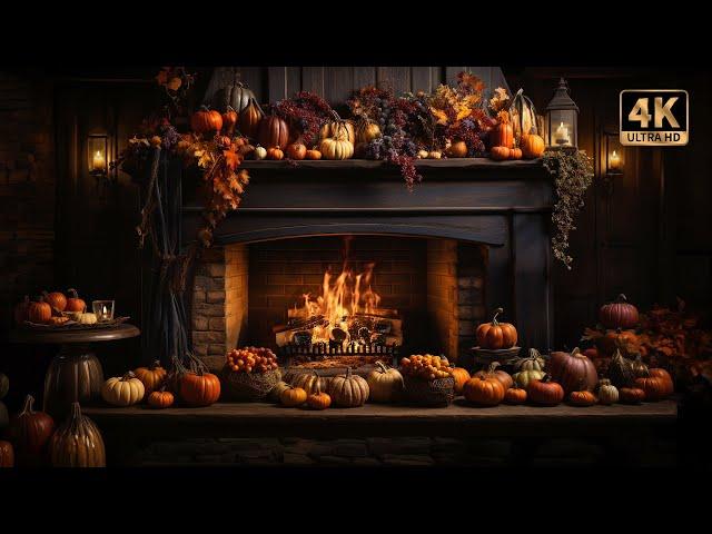 Cozy Autumn Fireplace with Crackling Fire Ambience | 4K 