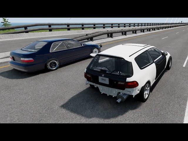 BeamNG Online | 500HP All Motor K24/K20 EG Civic (Nitrous) - Test Passes & Street Drag Racing