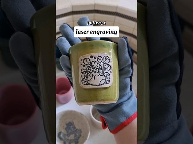 Laser engraving custom stamps to make ceramic mugs #pottery #shorts