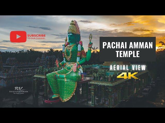 4K Aerial Footage - Maha Parasakthi Patchaiamman Kathirvel Murugan Temple, Malaysia