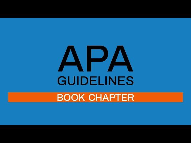 APA Guidelines 7th edition: Book Chapter