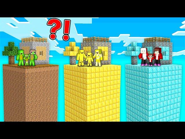 JJ Family vs Mikey Family vs Banana Kid Family on CHUNK Survival in Minecraft! (Maizen TV)