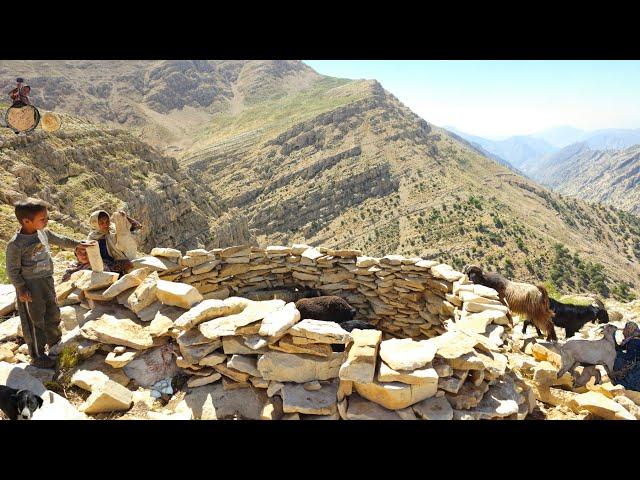 Nomadic Life: Nomadic Girls Build Stone Shelter | True Story of Nomad Survival  🪨