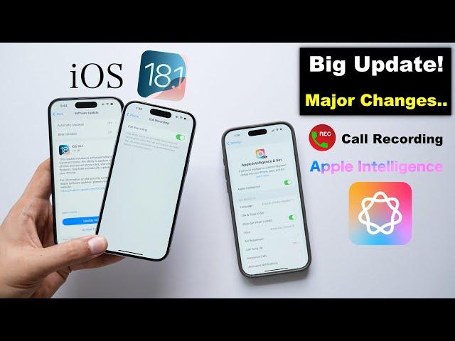 iOS 18.1 Released | Very Big Update! Call Recording & Apple Intelligence (HINDI)