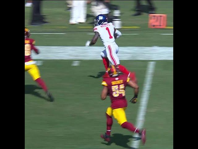 Malik Nabers catches for a 21-yard Gain vs. Washington Commanders