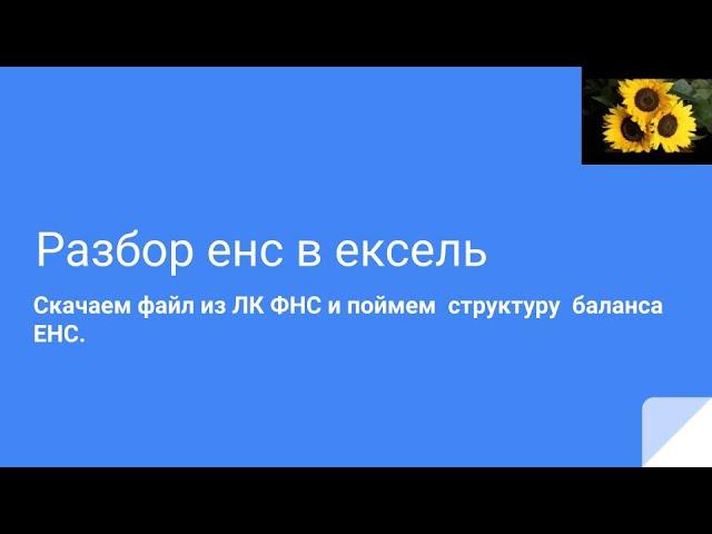 Разбор  операций по ЕНС  в ексель .