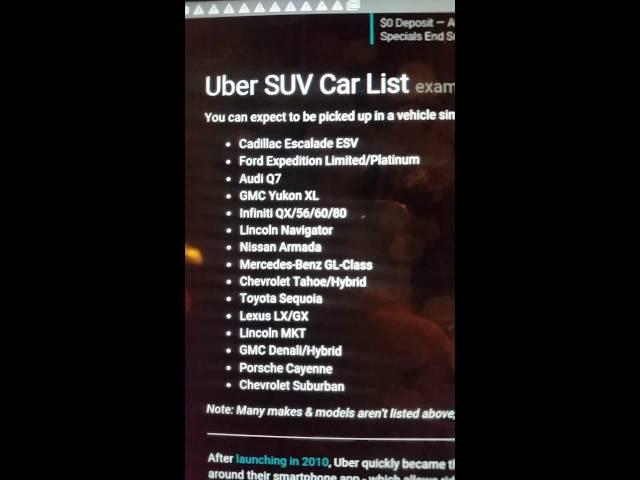 Uber SUV car list