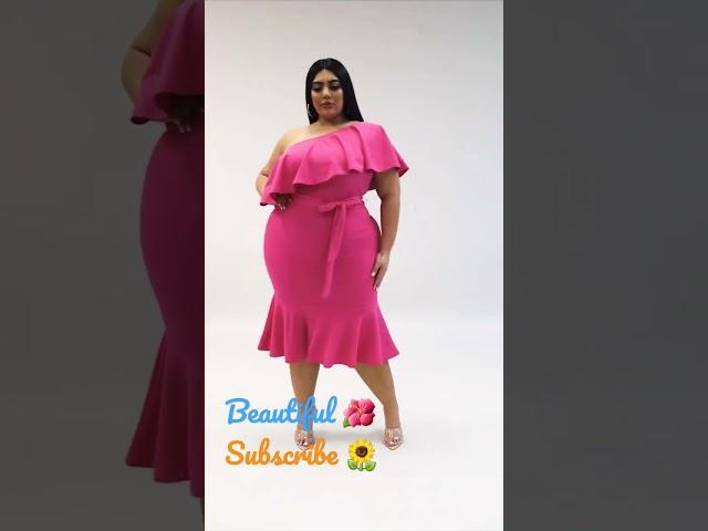 Glamorous  models lifestyle curvy womanin Pink dress style. plus size women fashion beauty.bbw