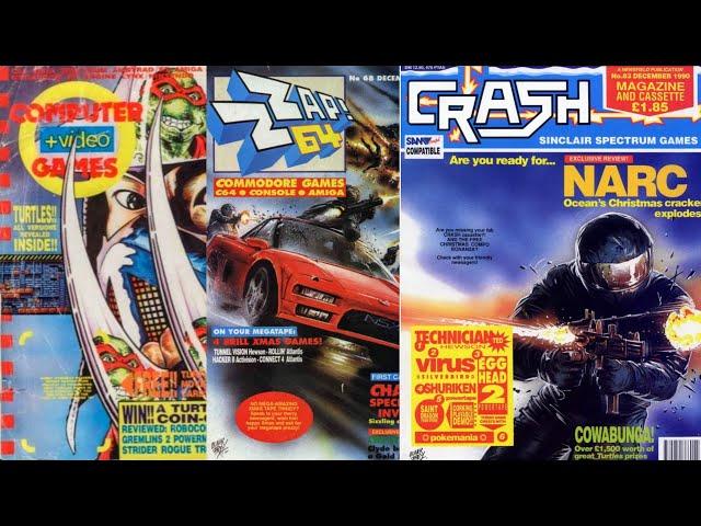 Crash, CVG & Zzap 64 Video Game Magazines from December 1990