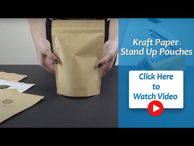 stand up pouches compostable biodegradable kraft brown paper white black green yellow