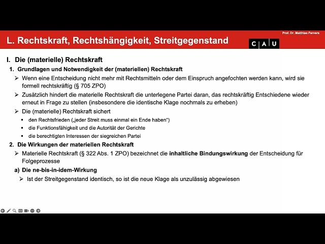 Vertiefung ZPO Erkenntnisverfahren – Folge 01 (Materielle Rechtskraft; objektive Grenzen)