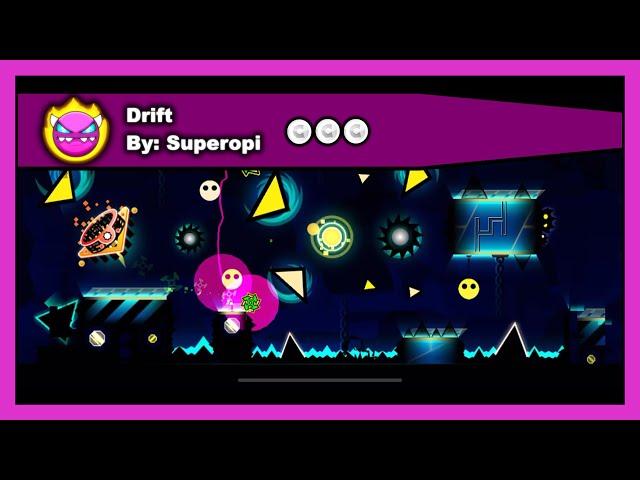 [DEMON LEVEL] Geometry Dash - Drift by Superopi All Coins 100% Complete