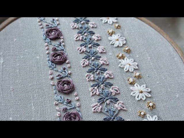 Flower stitches - Border Embroidery - Easy Floral Ornament