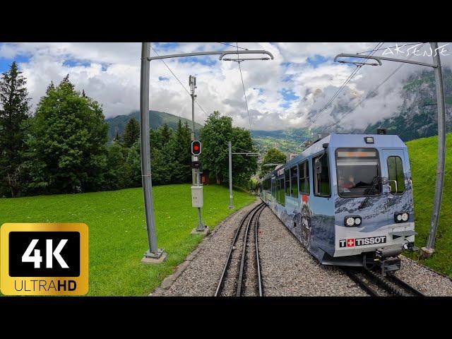 4K Driver View Kleine Scheidegg to Grindelwald Switzerland | Train Cab ride - 4K HDR Video