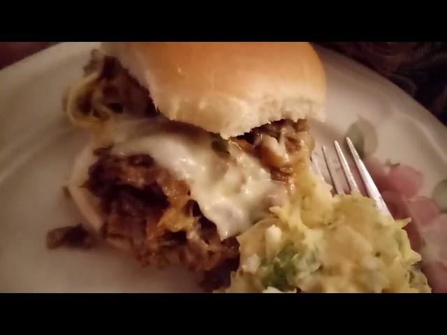 A Beef Sandwich And Potatoes Salad / Late Night Supper With Soulfoodqueen.net