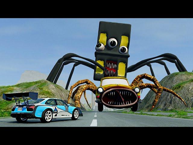 Cars vs Broken Bridge with CAR EATER & LIVING BUILDING HEAD – BeamNG.Drive