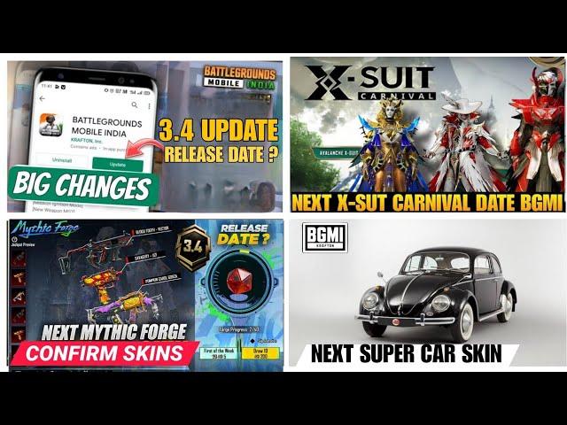 Finally  Bgmi 3.4 Update Release date | Next Mythic Forge Bgmi | New X - Suit Carnival Date In Bgmi