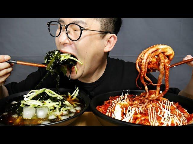 MUKBANG  매운낙지덮밥(SPICY OCTOPUS RICE)과 더우니까 오이미역냉국 요리 먹방 ASMR SOCIAL EATING SHOW