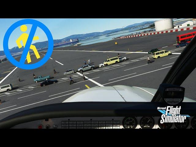 Traffic CROSSING the Runway! LXGB - Gibraltar Scenic Life from SamScene