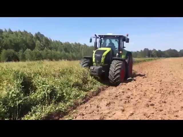 Вспашка залежи. Люцерна. Трактор AXION 900 CLAAS + Плуг LEMKEN