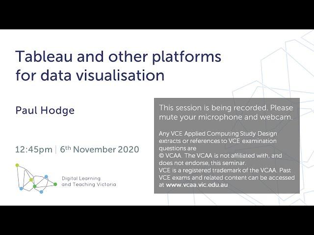 Tableau and other software for data visualisation