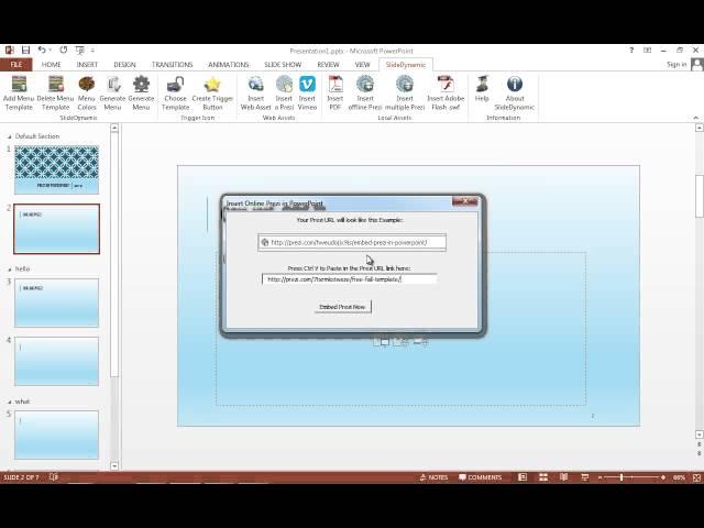 embed prezi in powerpoint 2013 with Slidedynamic add-in