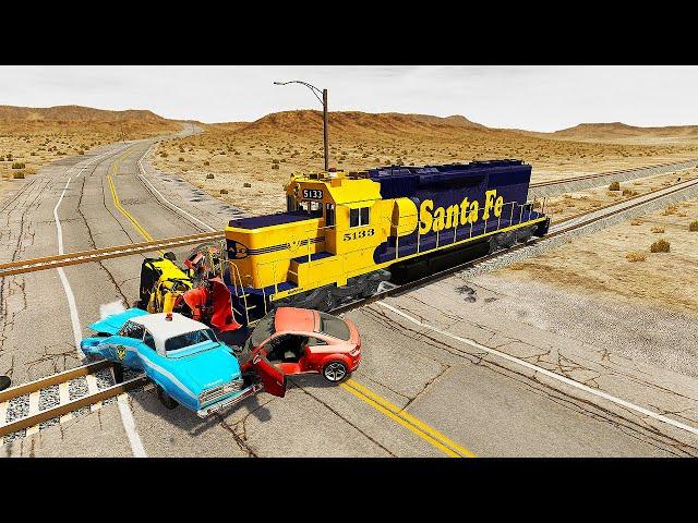 Cars VS TRAIN Railway Big Crashes  #1 - BeamNg Drive