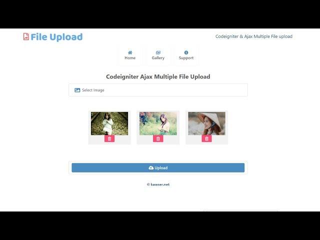 Codeigniter Ajax Multiple File Upload, Download and Delete Demo