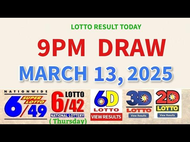 Lotto Result Today 9pm Draw March 13, 2025 Pcso