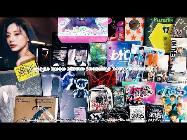 mega kpop album haul + unboxing  zerobaseone, le sserafim, jaehyun, nct, tzuyu, nmixx & more !