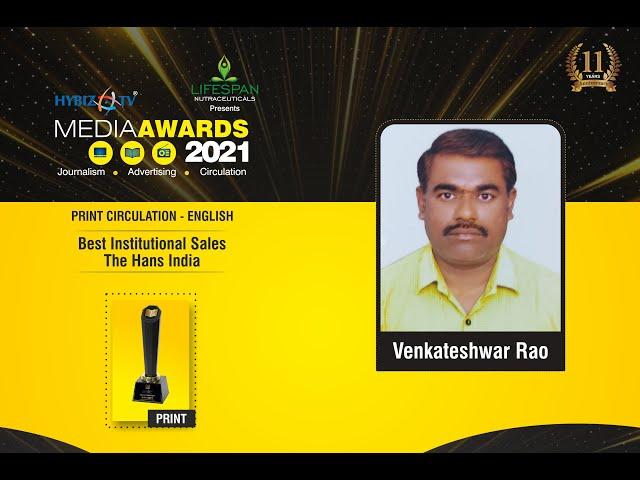 Best Institutional Sale - Venkateshwar Rao || The Hans India || Hybiz Media Awards 2021