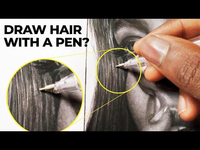 Little-Known Trick to Draw Realistic Hair / Draw Hair with Pen