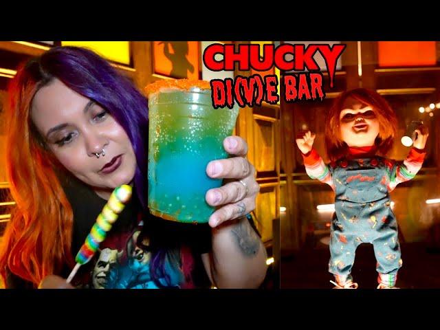 Trying out all the drinks at Chucky's Di(v)e Bar! Horror Nights Hollywood!