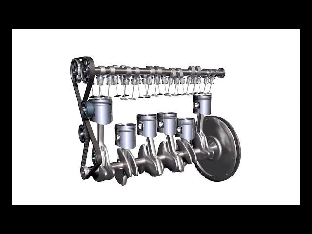 6 cylinder DOHC engine - 3D animation