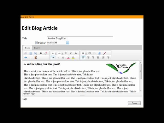 ConvallisCMS How To Guides - Maintain Blog