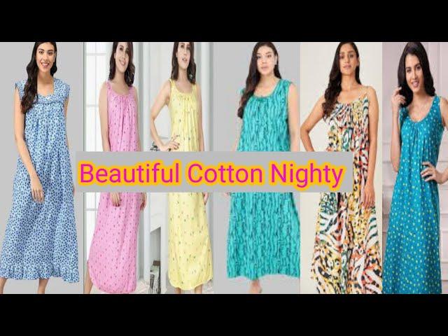 बहती खूबसूरत Sleeveless Cotton Nighty Dress 2022 ||