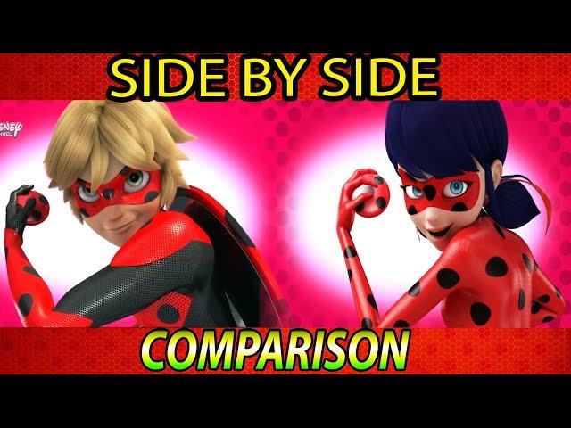 Mr.Bug and Ladybug COMPARISON / SIDE by SIDE ( Transformation , Cataclysm , Pound it , Lucky Charm )