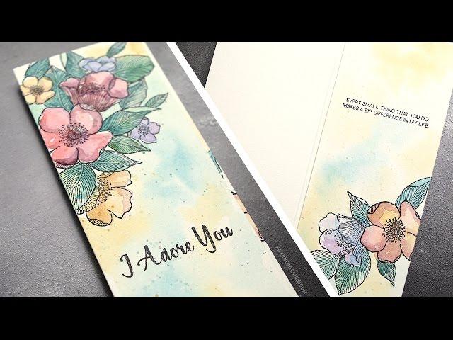 Tri-Panel Card with Masked Stamping & Watercolor