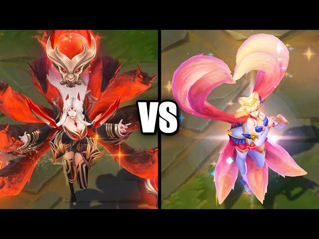 Immortalized Legend Ahri vs Star Guardian Ahri Skins Comparison (League of Legends)