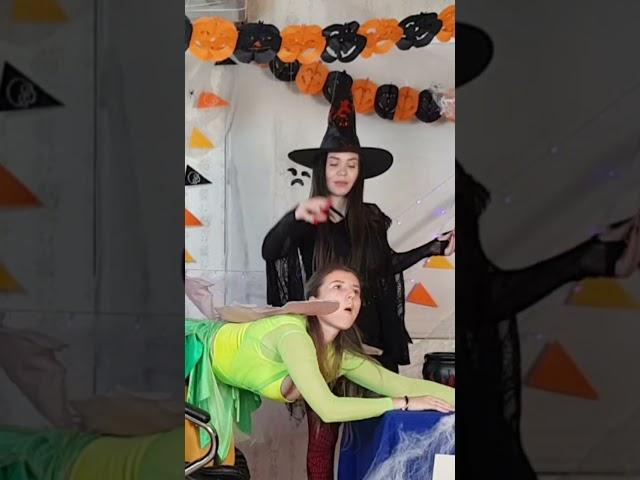 Dramatic Feeding Each other Candy Witch and Fairy Halloween Boss & Secretary.