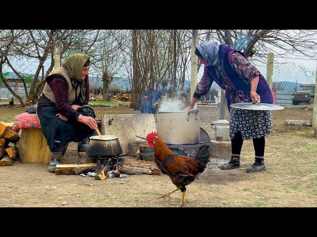 GRANDMA COOKING DOVGA AND BOZBASH!  PILAF IN TANDOOR! HUGE FISH COOKING! KHINKAL TRADITIONAL DISH!