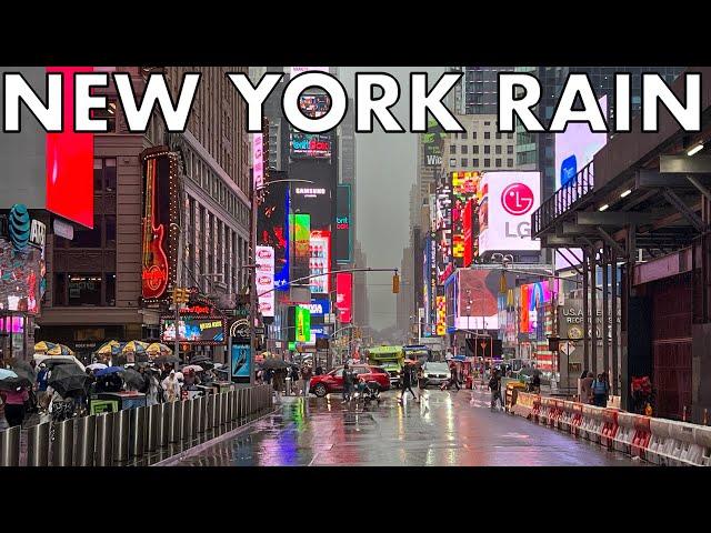 Rainy NYC LIVE Times Square Walking New York City in the Rain