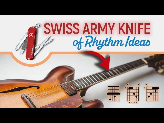 Swiss Army Knife of Guitar Rhythm Ideas. Useful when improvising rhythm guitar - Guitar Lesson EP598