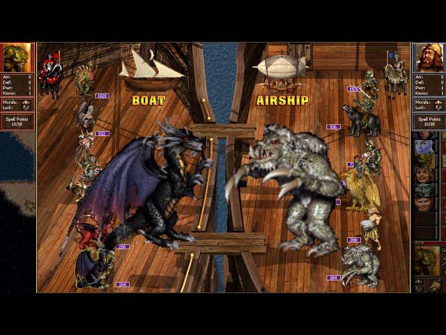 Heroes 3 COMBAT One year growth Boat Dungeon vs Airship Stronghold HoTA v1.7