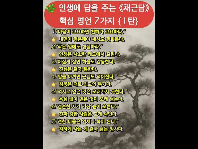 #채근담 #동양명언 #삶의지혜 #고전의 힘 #인생명언 #평온한삶 #채근담명언 #고전공부